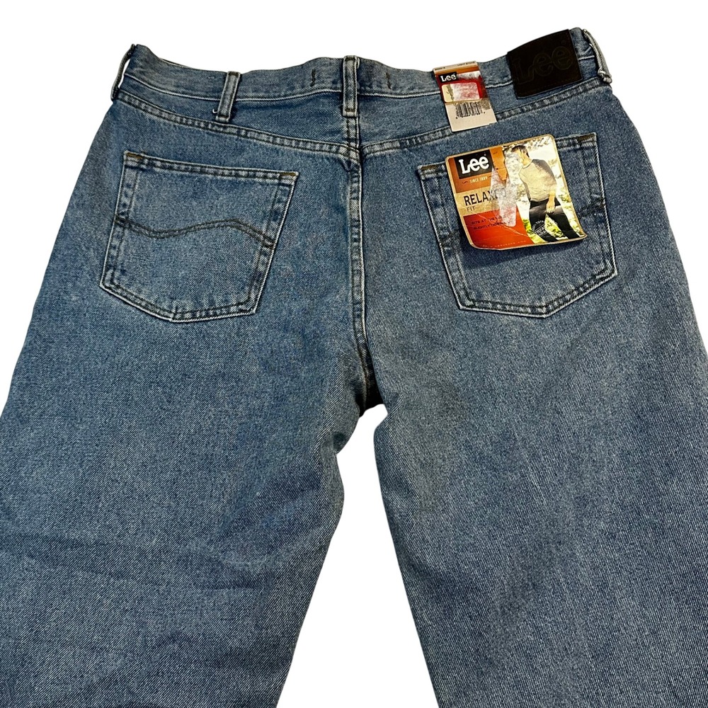 Vintage 00s Y2K Lee Relax Baggy Fit Men Jean Light Stone‎ Wash Denim Size 38x32